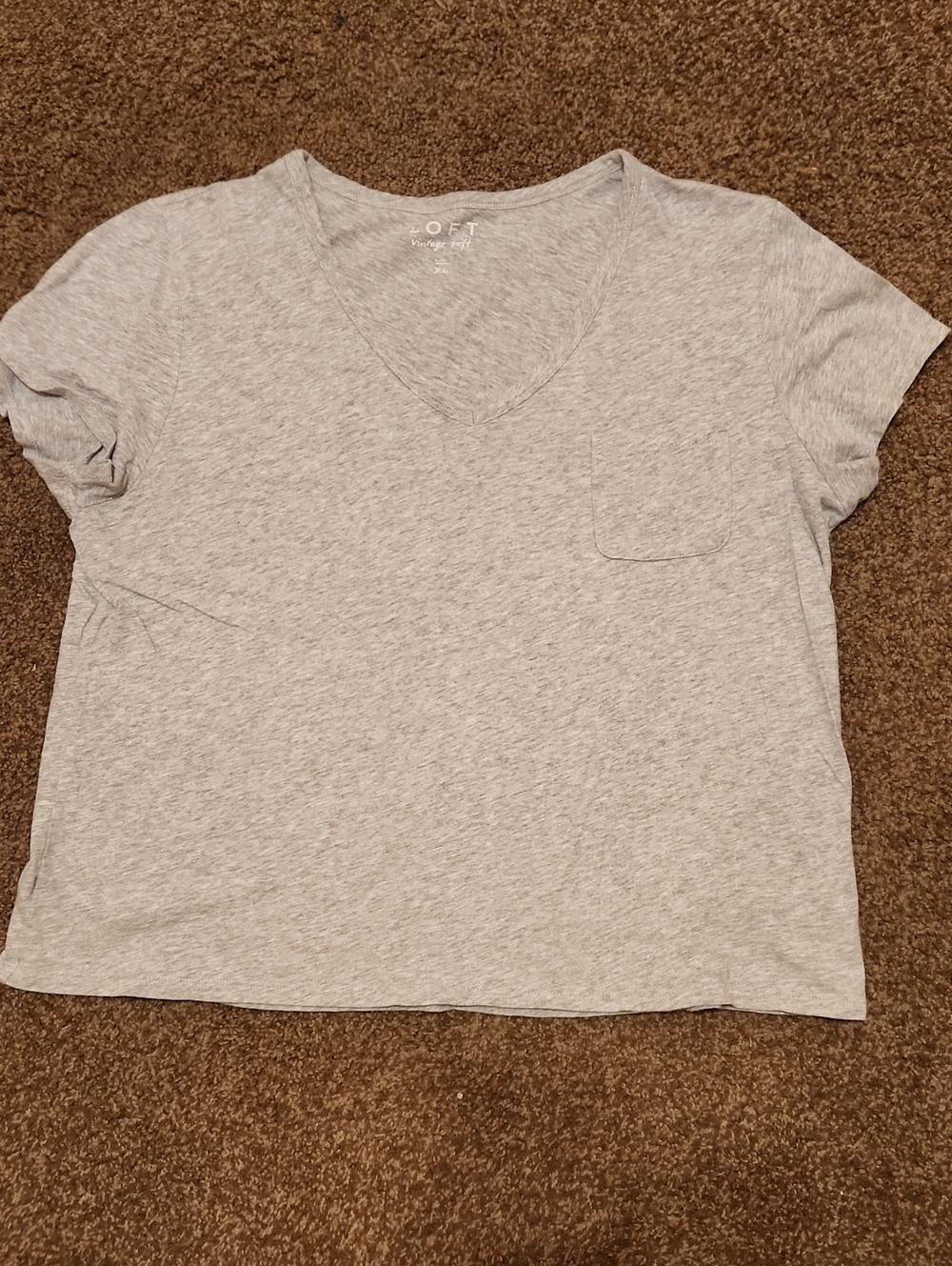LOFT Heather Gray V-Neck Pocket Tee